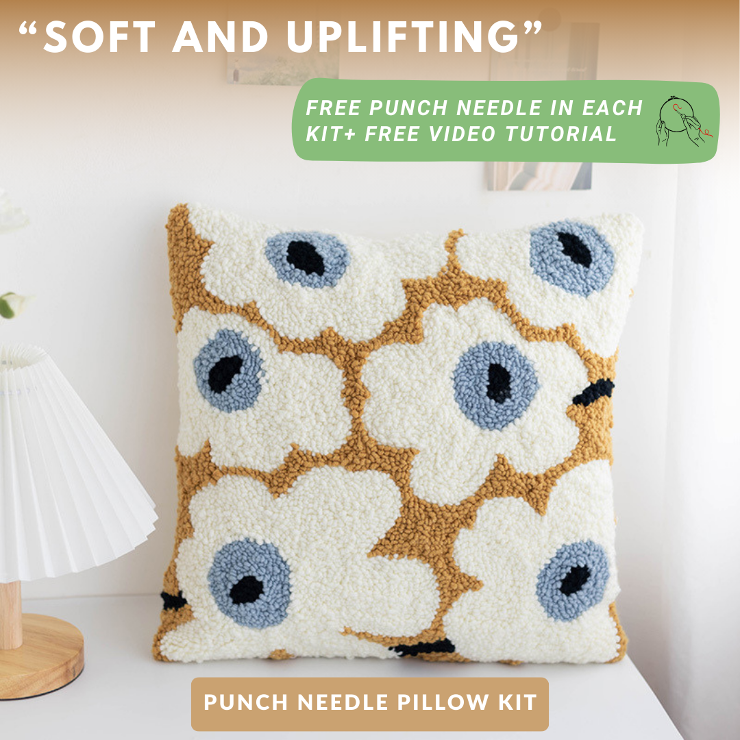 Cozy & Creative Punch Needle Pillow Kit – DIY Floral Cushion Craft