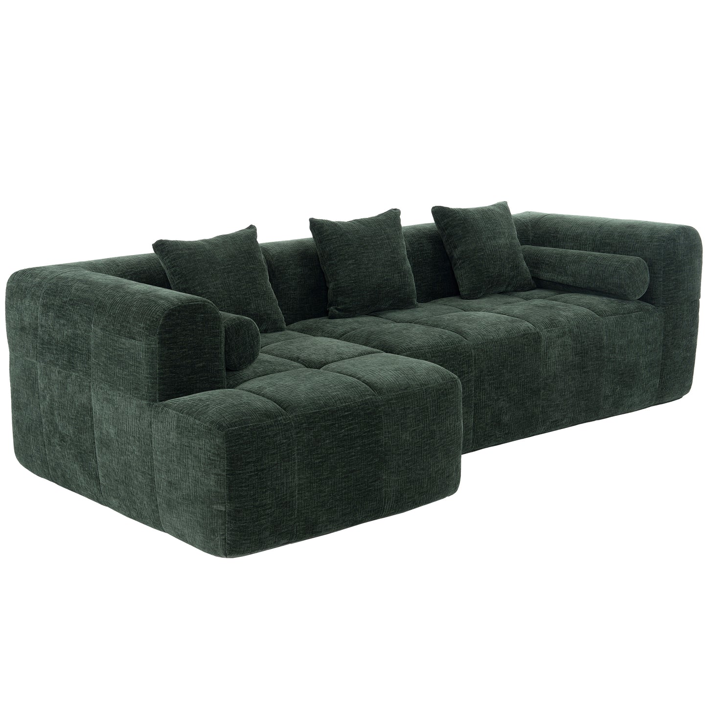 Modular Chenille Sectional Sofa Deep Seat Pockets