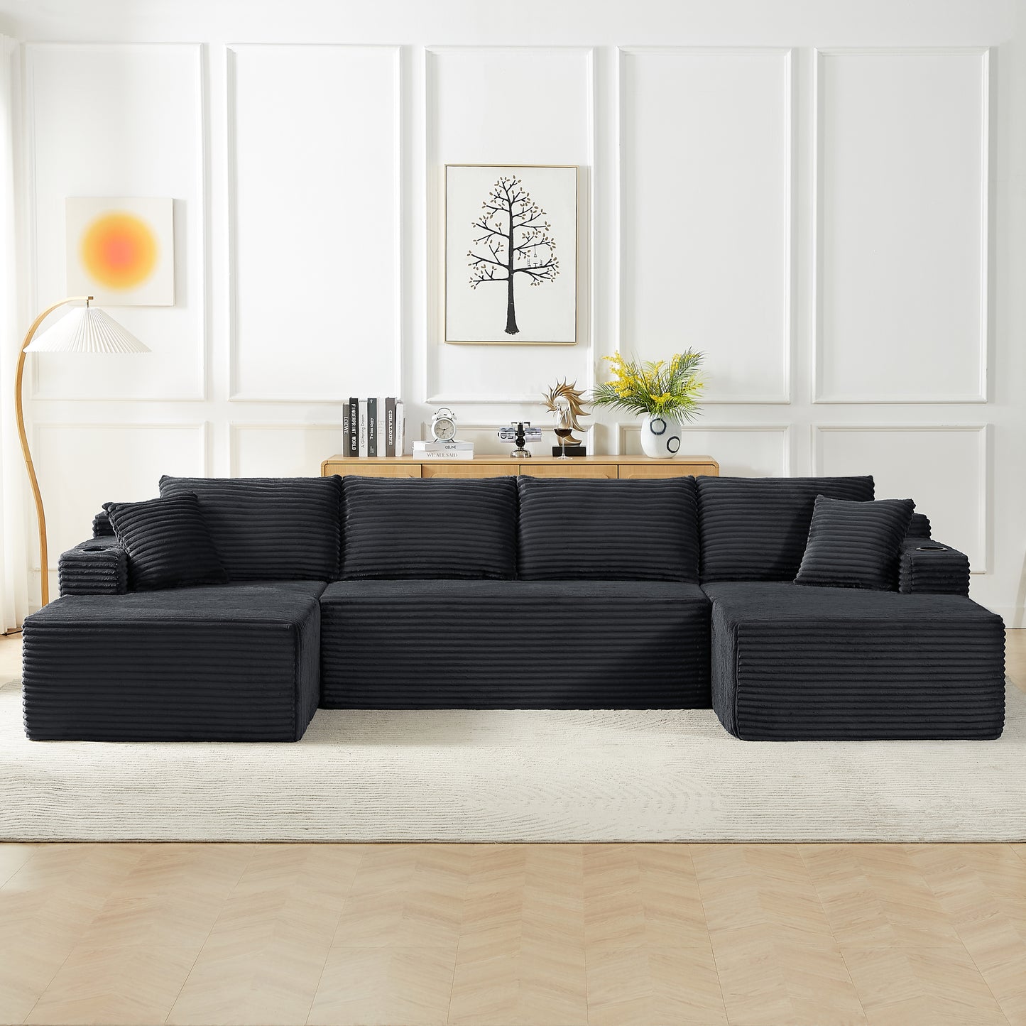 U-Shaped Modular Sectional Sofa in Corduroy