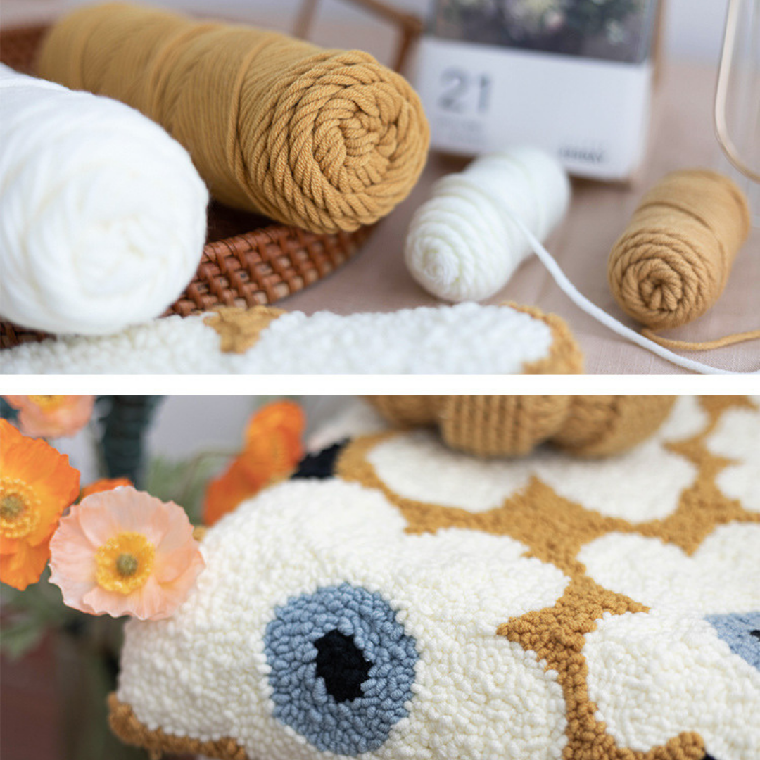 Cozy & Creative Punch Needle Pillow Kit – DIY Floral Cushion Craft