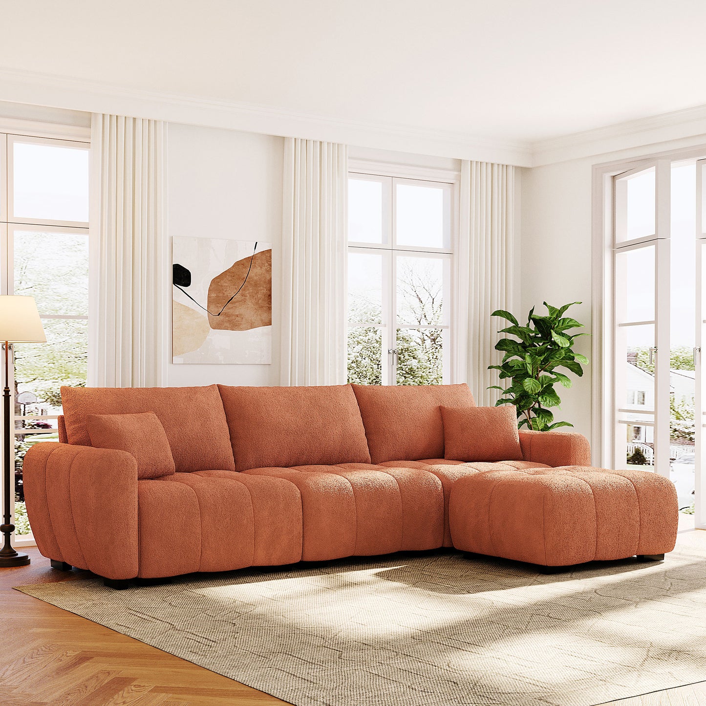 L Shaped Modular Sectional Sofa with Ottoman