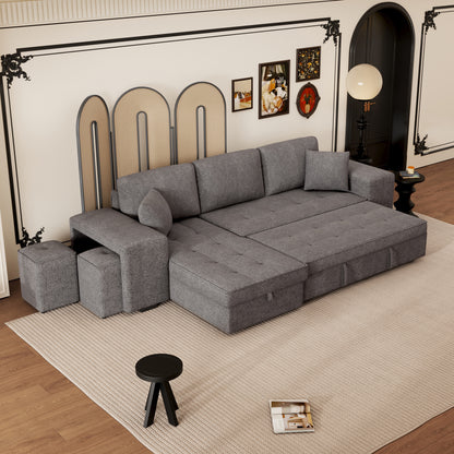 L-Shape Sleeper Sofa with Storage in Knox Charcoal