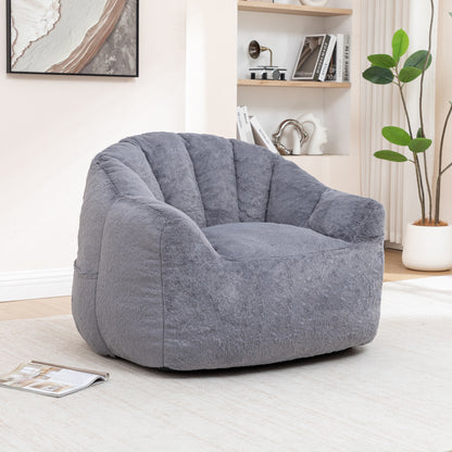 Faux Fur Bean Bag Chair Armrests Removable Cover
