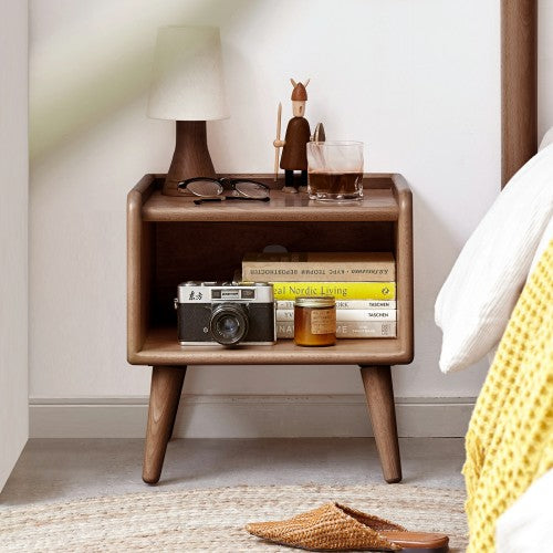 Pure solid wood bedside cabinet in European beech, modern simple nightstand