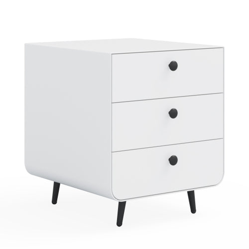 Modern night stand storage cabinet with 3 drawers in steel finish