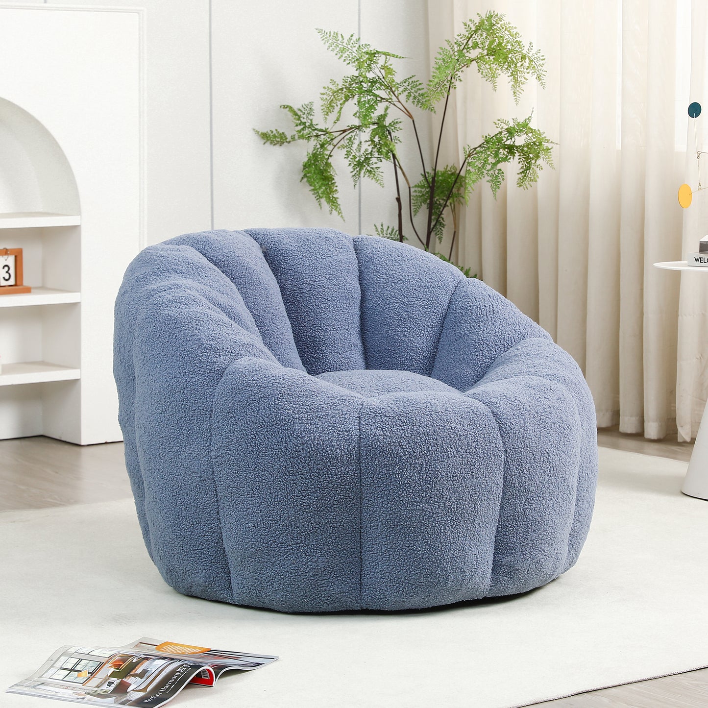 Faux Fur Bean Bag Chair Memory Foam Ergonomic