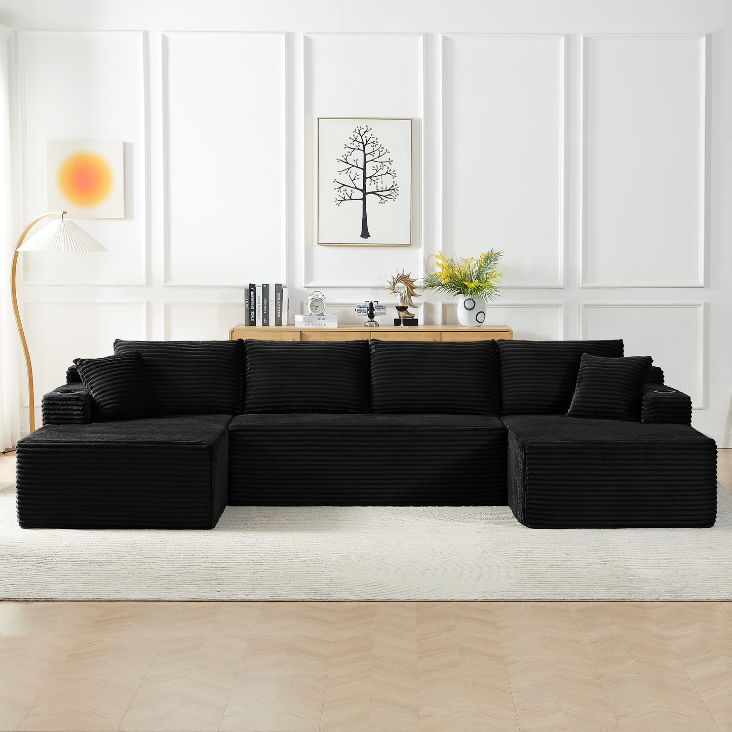 U-Shaped Modular Sectional Sofa in Corduroy