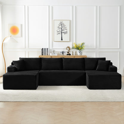 U-Shaped Modular Sectional Sofa in Corduroy