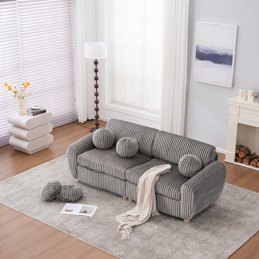 Upholstered Corduroy Loveseat Solid Wood Frame