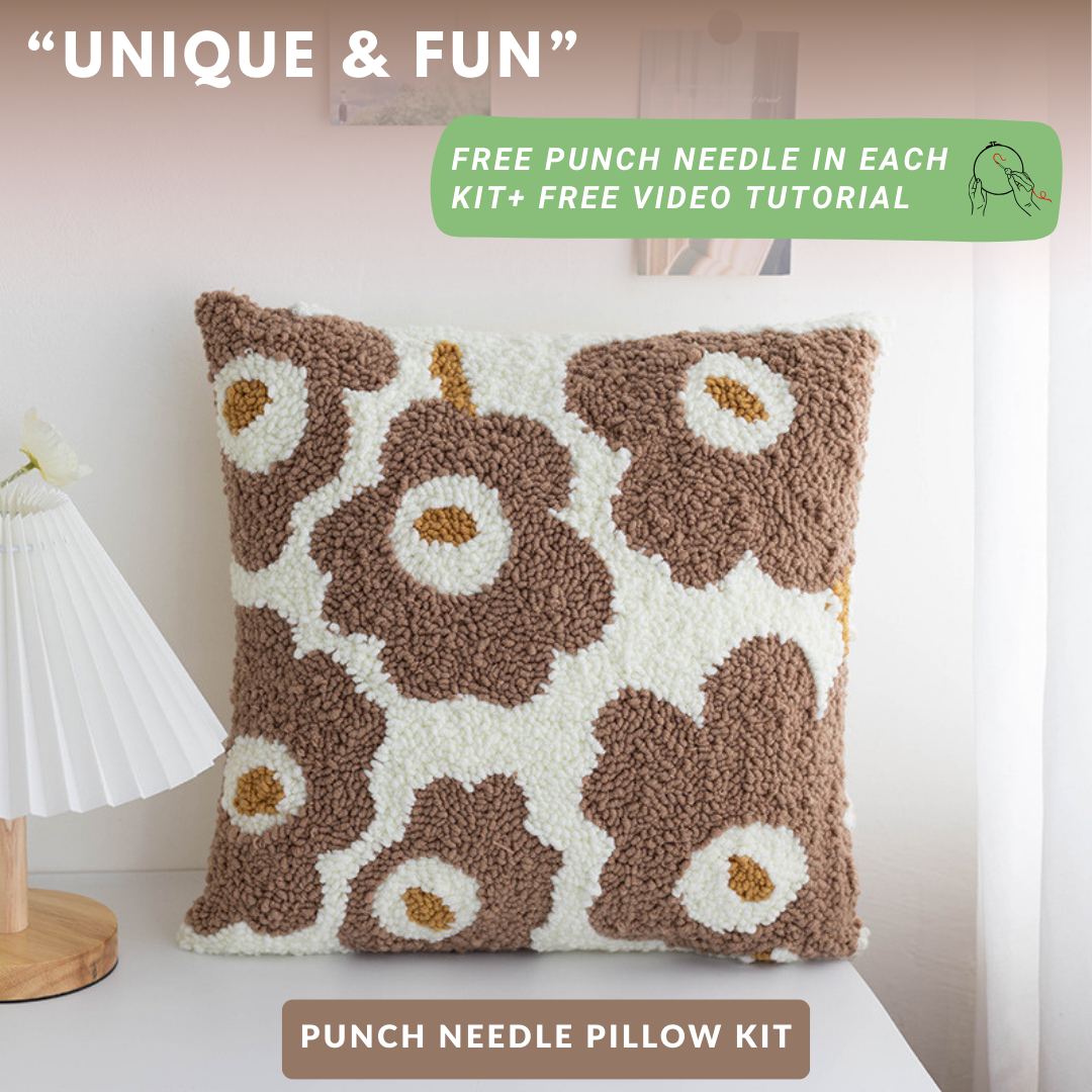 Cozy & Creative Punch Needle Pillow Kit – DIY Floral Cushion Craft