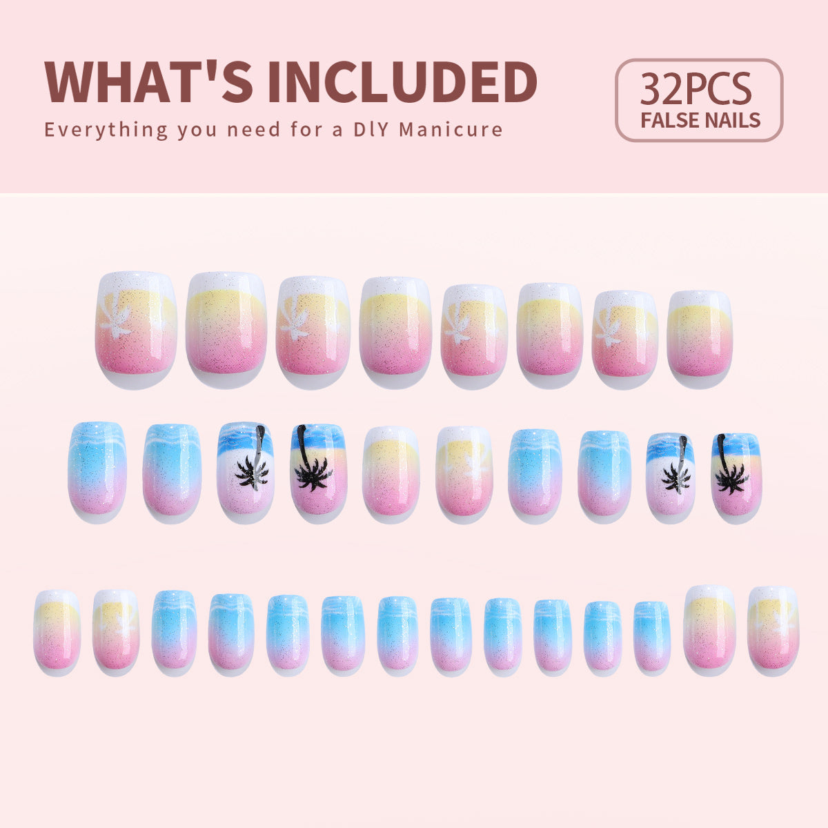 Kit de 32 faux ongles en gel, 16 tailles, X004O3JIMV