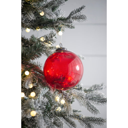 Set of 3 red glass Christmas ornaments, decorative hanging balls for tree or holiday décor