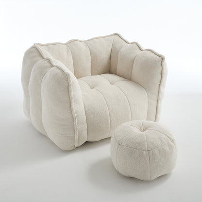 Chenille Bean Bag Chair Resilient Foam Footstool