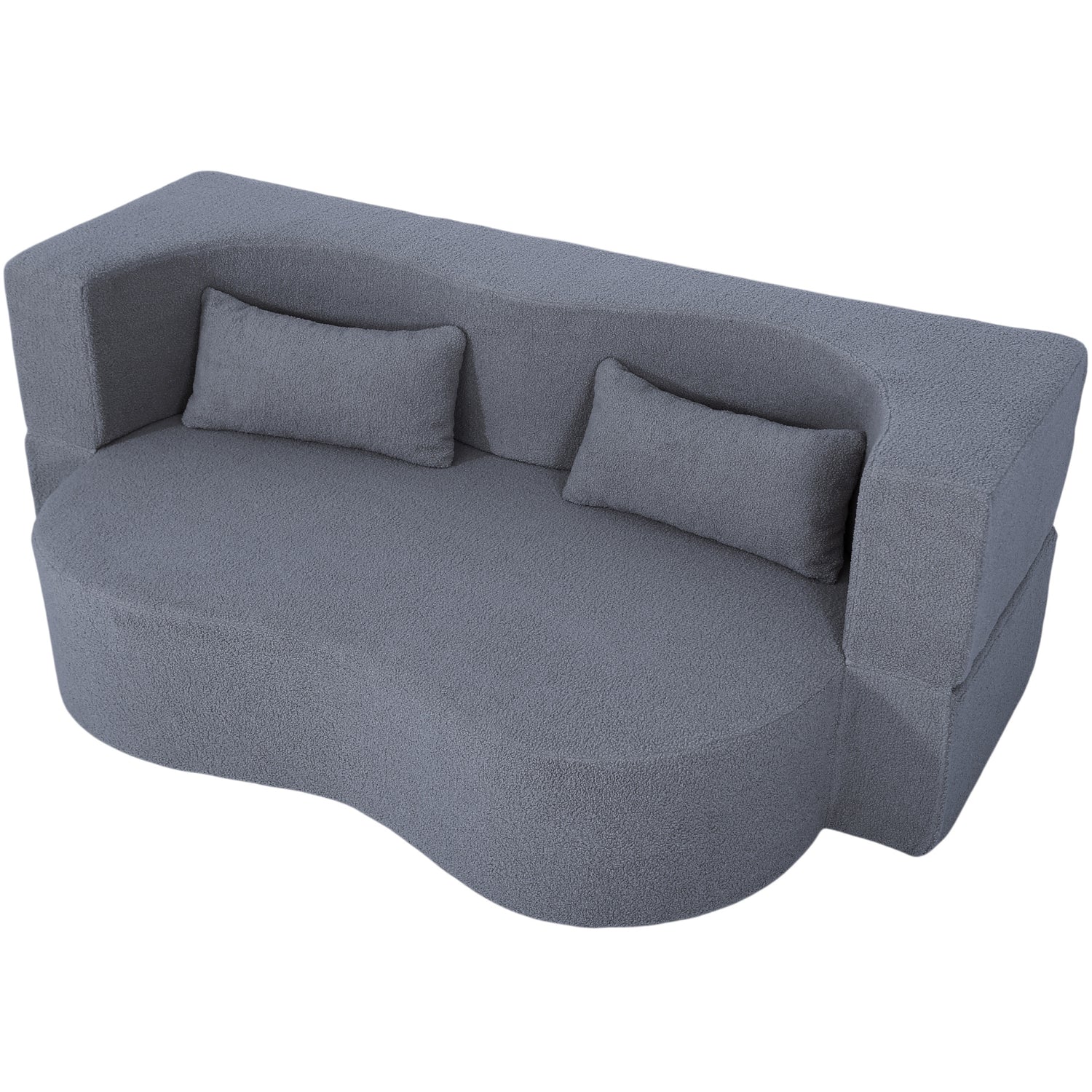 Convertible Teddy Fabric Loveseat Futon with Pillows