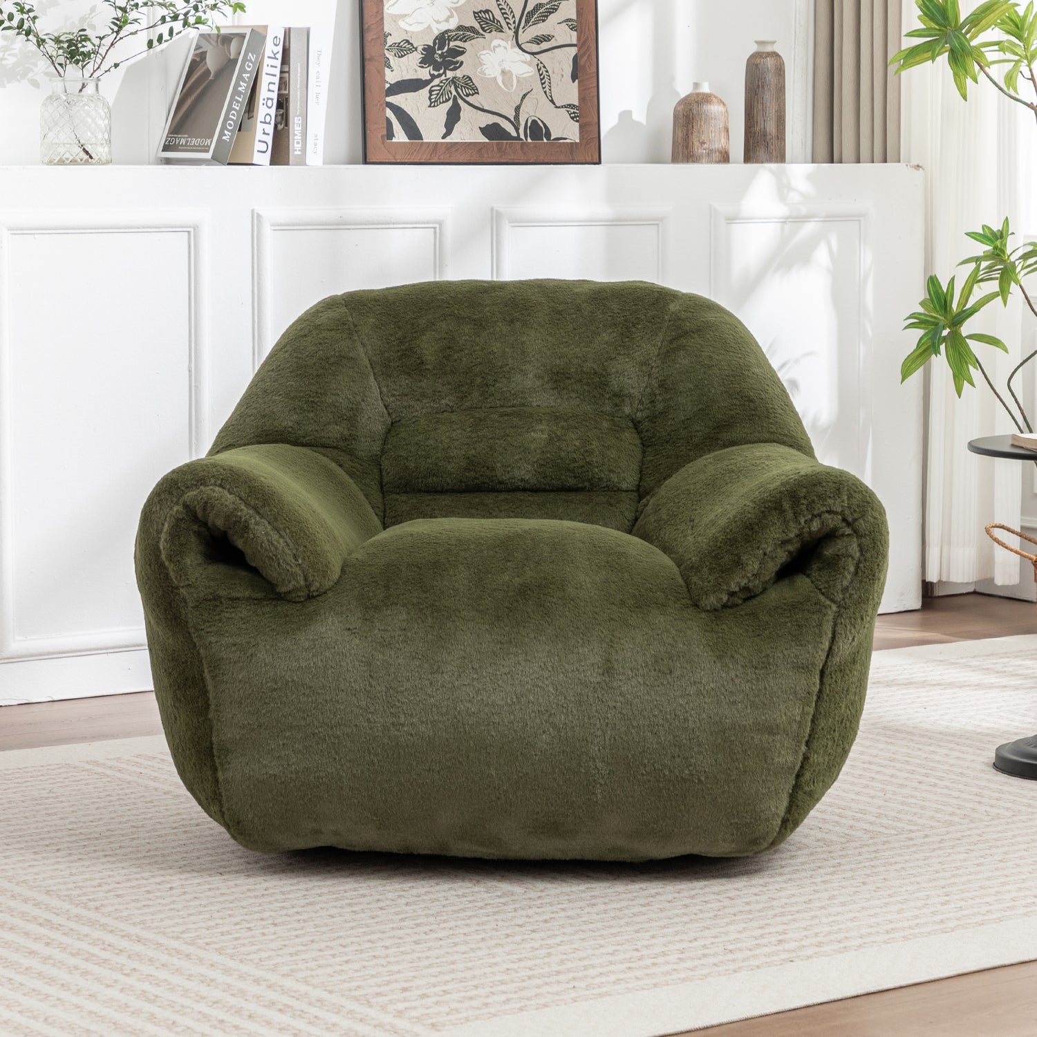 Faux Fur Bean Bag Sofa Shredded Foam Backrest