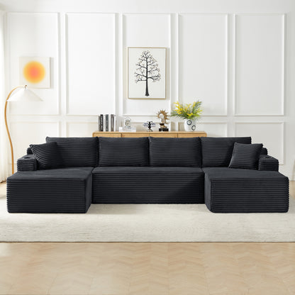 U-Shaped Modular Sectional Sofa in Corduroy