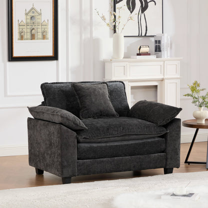 Cloud Modular Sofa Single Seat in Black Chenille