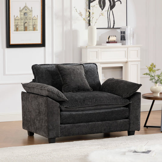 Cloud Modular Sofa Single Seat in Black Chenille