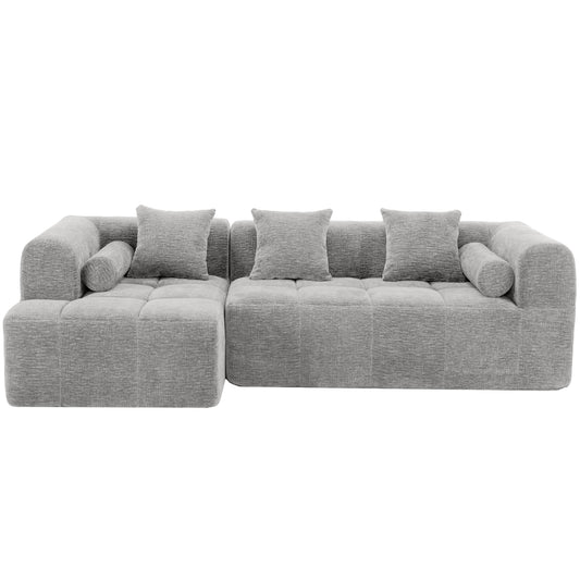 Modular Chenille Sectional Sofa Deep Seat Pockets
