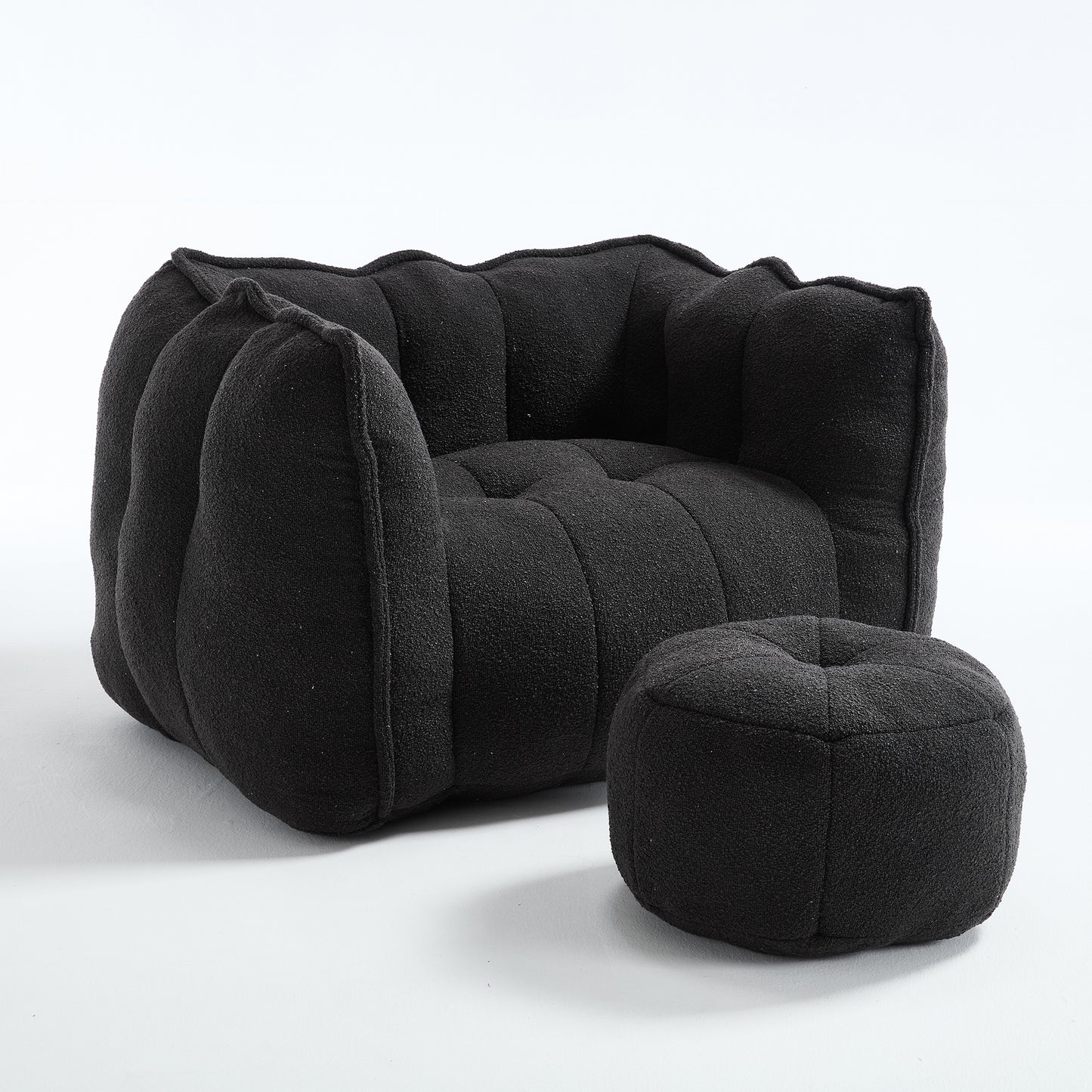 Chenille Bean Bag Chair Resilient Foam Footstool