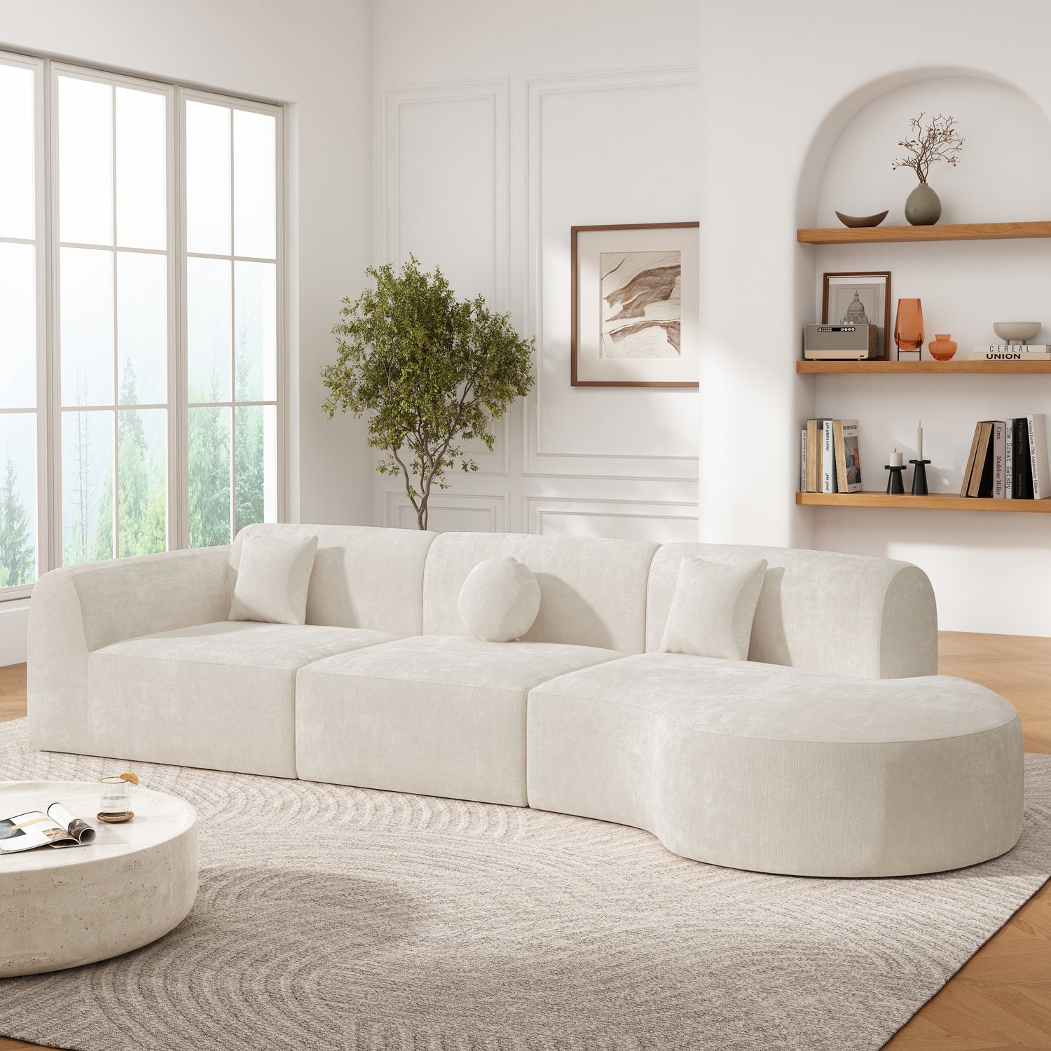 Curved Sectional Sofa with Chaise Lounge Frameless