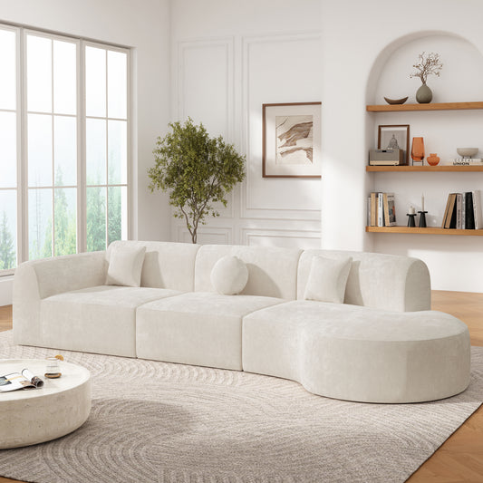 Curved Sectional Sofa with Chaise Lounge Frameless