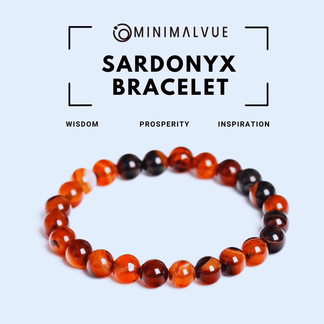 Natural Sardonyx Healing Bracelet - Gemstone Jewelry for Wisdom, Prosperity, and Inspiration - MinimalVue