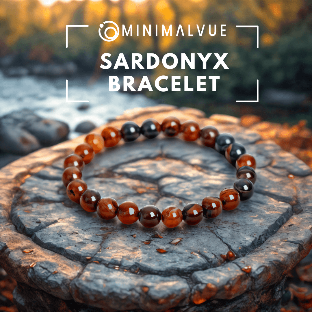 Natural Sardonyx Healing Bracelet - Gemstone Jewelry for Wisdom, Prosperity, and Inspiration - MinimalVue