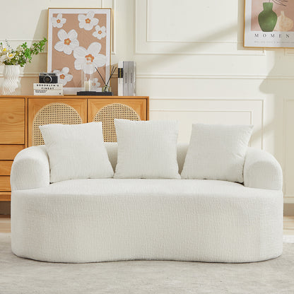 Curved Chenille Loveseat Deep Seat with Pillows
