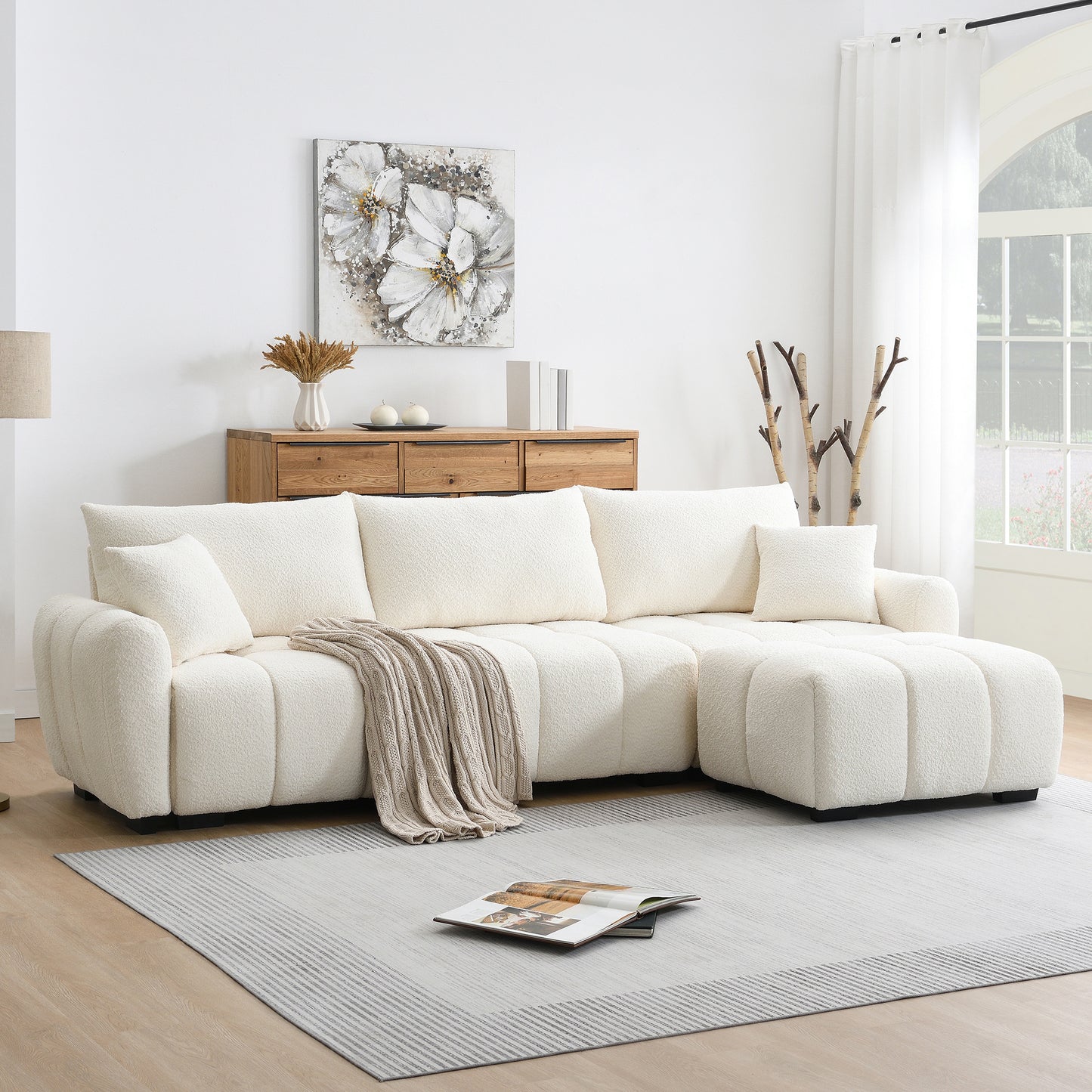 L Shaped Modular Sectional Sofa with Ottoman