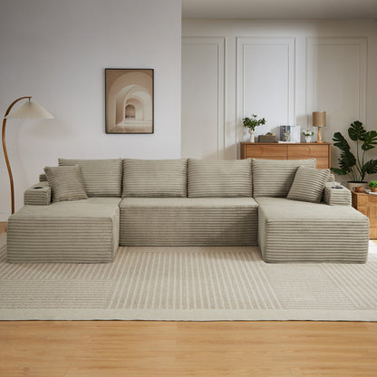 U-Shaped Modular Sectional Sofa in Corduroy