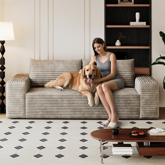 Deep Seat Corduroy Loveseat Ergonomic Design